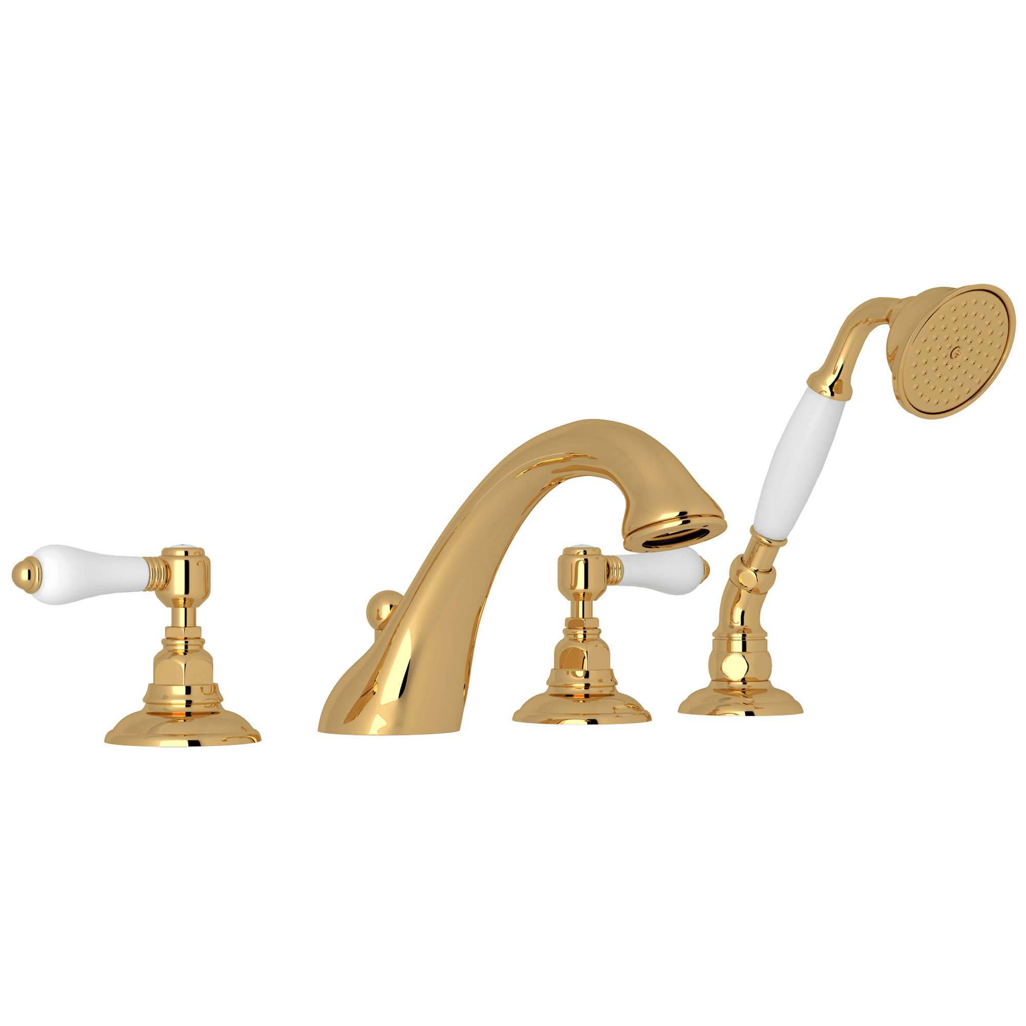 ROHL Acqui® 4-Hole Deck Mount Tub Filler In Unlacquered Brass