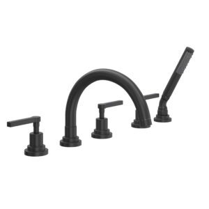 ROHL Lombardia® 5-Hole Deck Mount Tub Filler With C-Spout In Matte Black