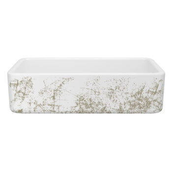 Shaws Lancaster™ 36" Single Bowl Farmhouse Apron Front Fireclay Kitchen Sink With Metallic Design In Metallic Gold