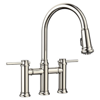 Blanco Empressa Pull-Down Dual-Spray Bridge Faucet 1.5 GPM - Polished Nickel