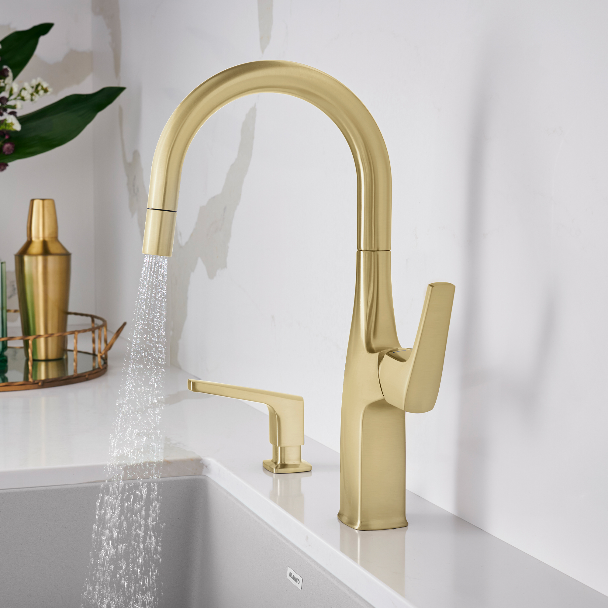 Blanco Rivana Pull-Down Bar Faucet 1.5 GPM - Satin Gold - Image 8