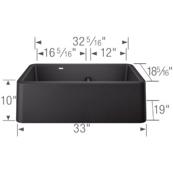 Blanco Ikon SILGRANIT 33" Double Bowl Apron-Front Farmhouse Sink with Low Divide - Anthracite - Image 3