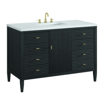 Myrrin 48" Vanity, Carbon Oak w/ 3 CM Arctic Fall Solid Surface Top - Image 7