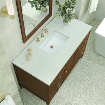 Myrrin 48" Vanity, Mid Century Walnut w/ 3 CM Lime Delight Quartz Top - Image 5