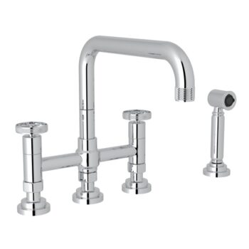 ROHL Campo™ Bridge Kitchen Faucet With Side Spray In Polished Chrome