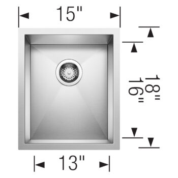 Blanco Precision R0 15" Undermount Stainless Steel Bar Sink - Image 3