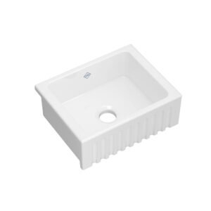 Shaws 24″ Bowland Single Bowl Apron Front Fireclay Kitchen Sink In White (WH)
