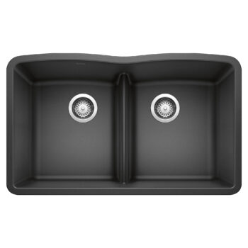 Blanco Diamond SILGRANIT 32" 50/50 Double Bowl Undermount Kitchen Sink with Low Divide - Anthracite