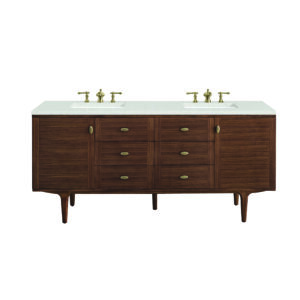 Amberly 72" Double Vanity, Mid-Century Walnut