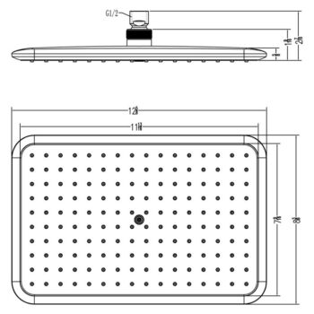 Dawn® Single Function Rectangle Rain Showerhead, Chrome - Image 2