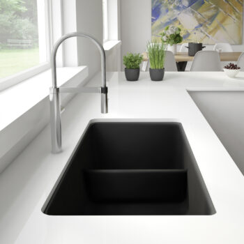 Blanco Precis SILGRANIT 33" 60/40 Reversible Double Bowl Undermount Kitchen Sink with Low Divide - Anthracite - Image 2