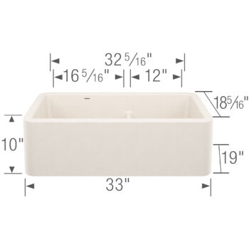 Blanco Ikon SILGRANIT 33" Double Bowl Apron-Front Farmhouse Sink with Low Divide - Soft White - Image 3