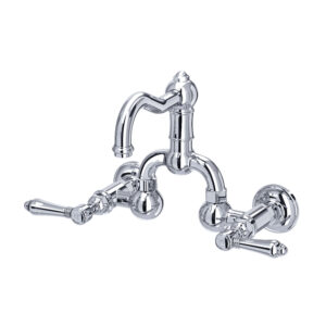 ROHL Acqui® Wall Mount Bridge Lavatory Faucet With Column Spout In Polished Chrome