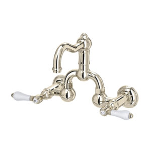 ROHL Acqui® Wall Mount Bridge Lavatory Faucet With Column Spout In Polished Nickel