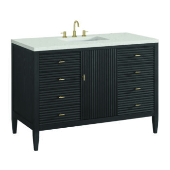 Myrrin 48" Vanity, Carbon Oak w/ 3 CM Lime Delight Quartz Top - Image 6
