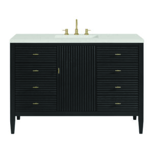 Myrrin 48″ Vanity, Carbon Oak w/ 3 CM Lime Delight Quartz Top