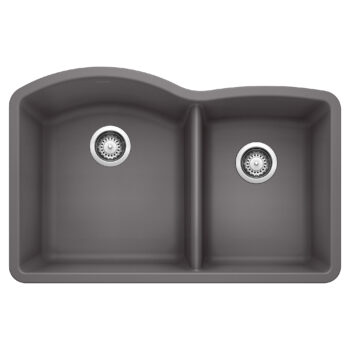 Blanco Diamond SILGRANIT 32" 60/40 Double Bowl Undermount Kitchen Sink - Cinder