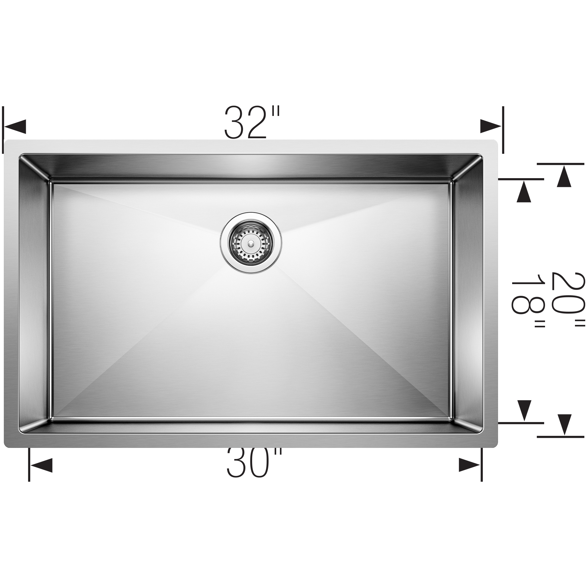 Blanco Precision R10 32" Single Bowl Undermount Stainless Steel Kitchen Sink - Image 3