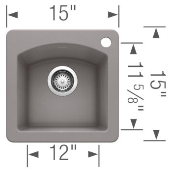 Blanco Diamond SILGRANIT 15" Dual Mount Bar Sink - Metallic Gray - Image 5