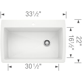 Blanco Diamond SILGRANIT 33.5" Super Single Dual Mount Kitchen Sink - White - Image 5