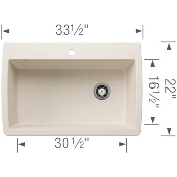 Blanco Diamond SILGRANIT 33.5" Super Single Dual Mount Kitchen Sink - Soft White - Image 3