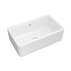 Shaws Lancaster™ 30″ Single Bowl Farmhouse Apron Front Fireclay Kitchen Sink In White (WH)