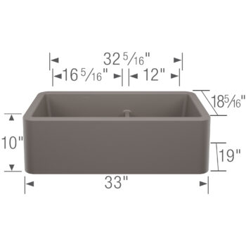 Blanco Ikon SILGRANIT 33" Double Bowl Apron-Front Farmhouse Sink with Low Divide - Volcano Gray - Image 3
