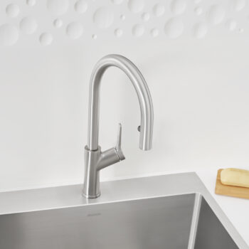 Blanco Urbena Pull-Down Dual-Spray Kitchen Faucet 1.5 GPM - Classic Steel - Image 3