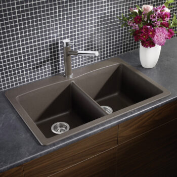 Blanco Diamond SILGRANIT 33" 50/50 Double Bowl Dual Mount Kitchen Sink - Café - Image 2