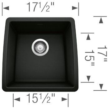 Blanco Performa SILGRANIT 17" Undermount Bar Sink - Coal Black - Image 4