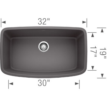 Blanco Valea SILGRANIT 32" Super Single Undermount Kitchen Sink - Cinder - Image 3