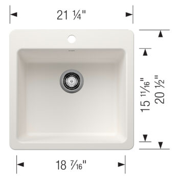 Blanco Liven SILGRANIT 21" Single Bowl Dual Mount Kitchen Sink - White - Image 3
