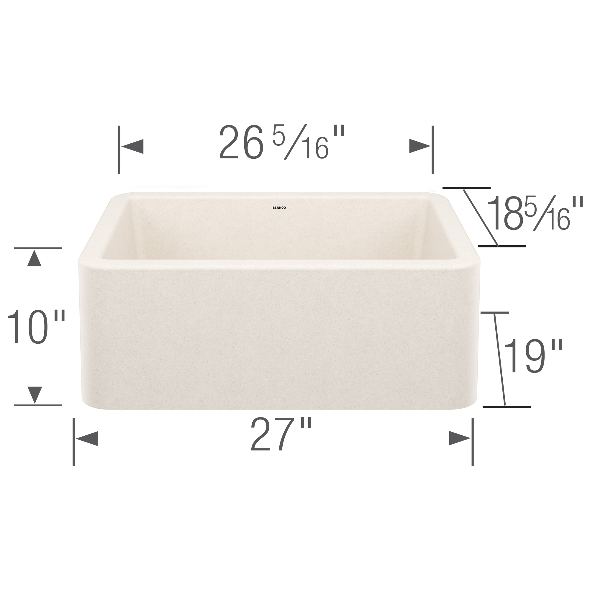 Blanco Ikon SILGRANIT 27" Single Bowl Apron-Front Farmhouse Sink - Soft White - Image 3