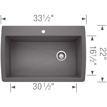 Blanco Diamond SILGRANIT 33.5" Super Single Dual Mount Kitchen Sink - Cinder - Image 4