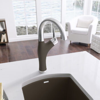 Blanco Artona Pull-Down Dual-Spray Bar Faucet 1.5 GPM - PVD Steel/Café - Image 2