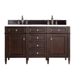 Brittany 60″ Double Vanity, Burnished Mahogany