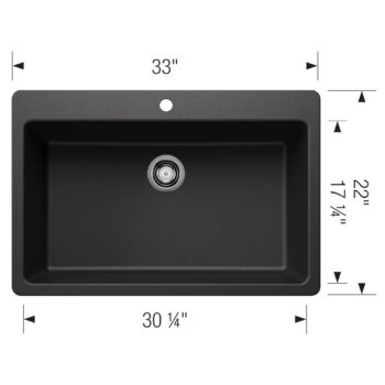 Blanco Liven SILGRANIT 33" Super Single Dual Mount Kitchen Sink - Anthracite - Image 3