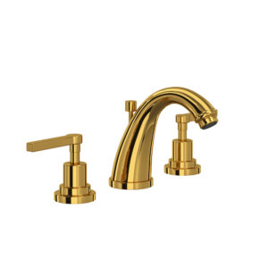 ROHL Lombardia® Widespread Lavatory Faucet With C-Spout In Unlacquered Brass