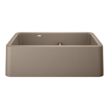 Blanco Ikon SILGRANIT 33" Double Bowl Apron-Front Farmhouse Sink with Low Divide - Truffle