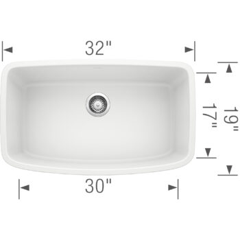 Blanco Valea SILGRANIT 32" Super Single Undermount Kitchen Sink - White - Image 3