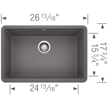 Blanco Precis SILGRANIT 27" Single Bowl Undermount Kitchen Sink - Coal Black - Image 3