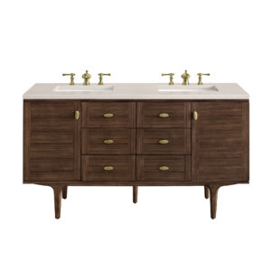 Amberly 60" Double Vanity, Mid-Century Walnut