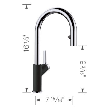 Blanco Urbena Pull-Down Dual-Spray Kitchen Faucet 1.5 GPM - Chrome/Coal Black - Image 9