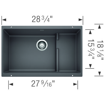 Blanco Precis Cascade SILGRANIT 29" Single Bowl Undermount Kitchen Sink with Colander - Cinder - Image 4