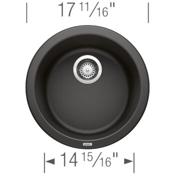 Blanco Rondo SILGRANIT 18" Dual Mount Bar Sink - Coal Black - Image 3
