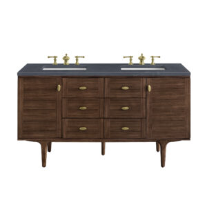 Amberly 60" Double Vanity, Mid-Century Walnut