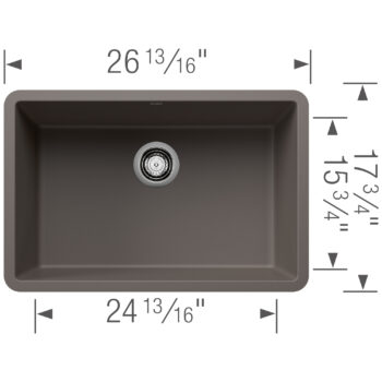 Blanco Precis SILGRANIT 27" Single Bowl Undermount Kitchen Sink - Volcano Gray - Image 3