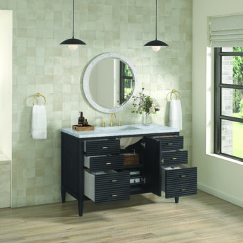Myrrin 48" Vanity, Carbon Oak w/ 3 CM Carrara White Marble Top - Image 4