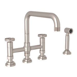 ROHL Campo™ Bridge Kitchen Faucet With Side Spray In Satin Nickel