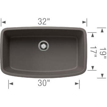 Blanco Valea SILGRANIT 32" Super Single Undermount Kitchen Sink - Volcano Gray - Image 3